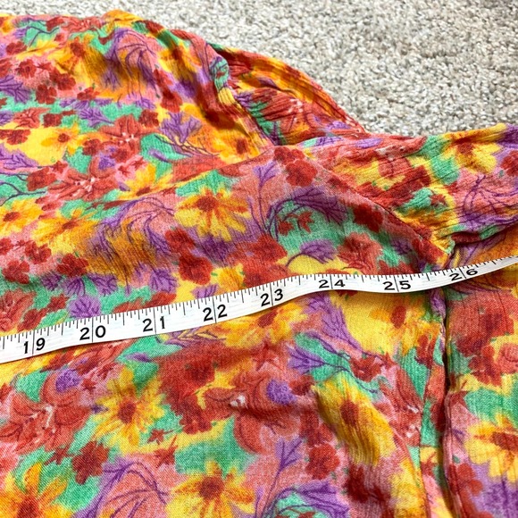 Vintage 90s Bonjour Rainbow Flower Power Button Down- M - Picture 6 of 9